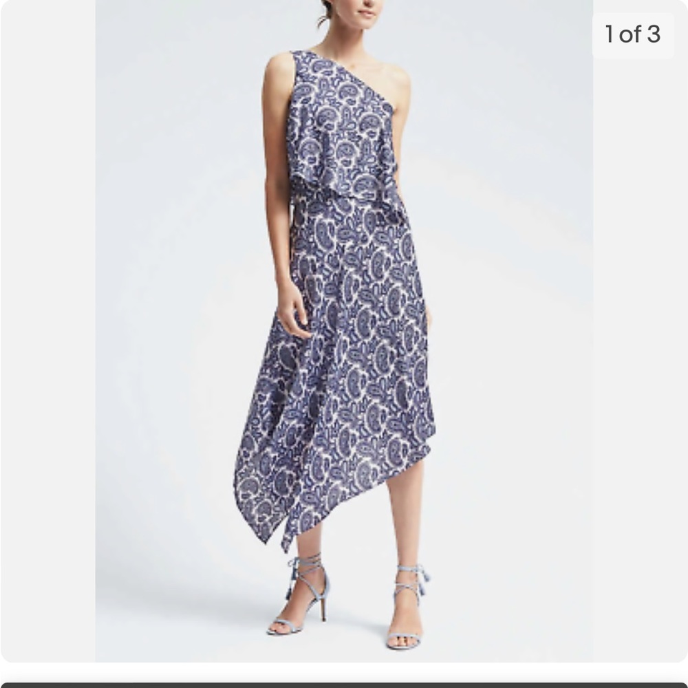 BANANA REPUBLIC 589863 PAISLEY ONE SHOULDER DRESS 4